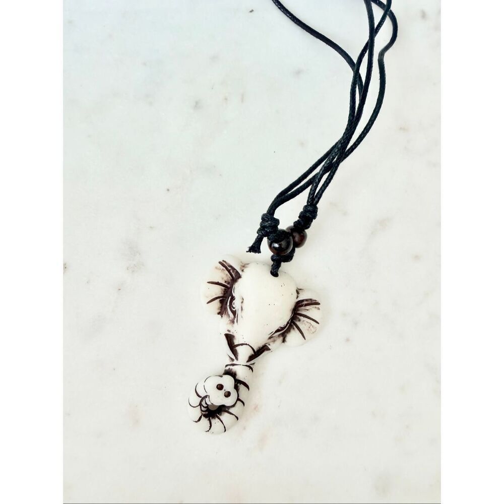 Elephant Pendant Necklace Adjustable Cord Boho Safari Animal Jewelry